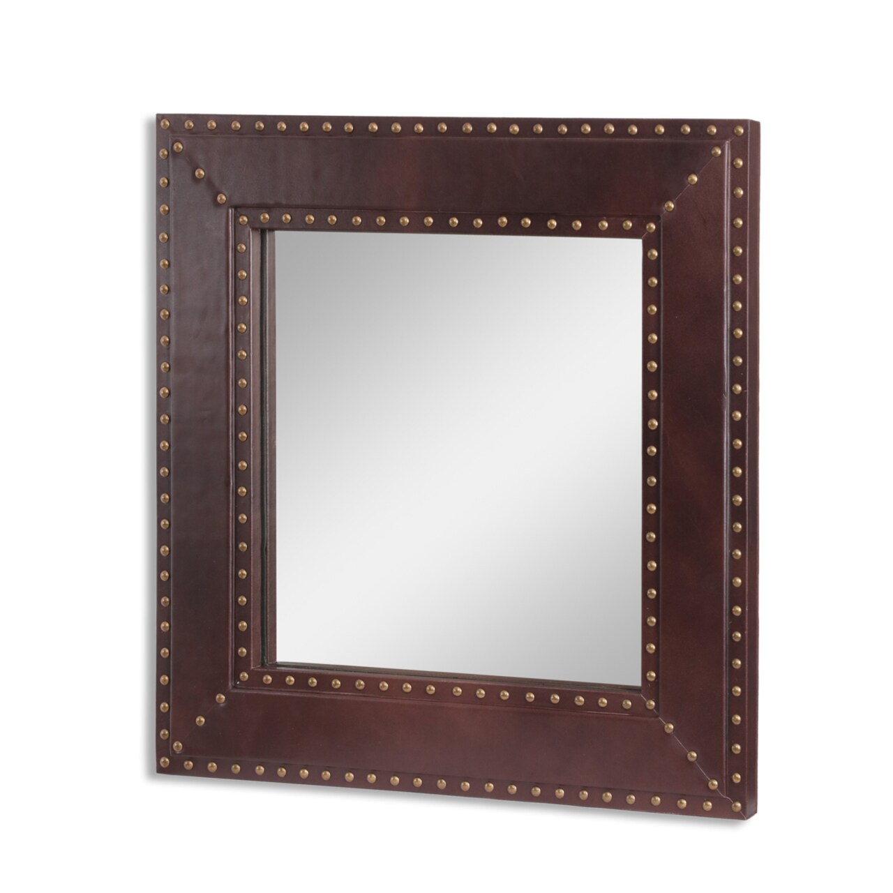 GDFStudio Dodds Handcrafted Boho Studded Leather Square Wall Mirror